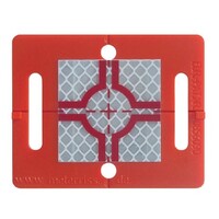 Rothbucher plaque, red, with reflective target 40 x 40mm, dimension 75 x 60 mm